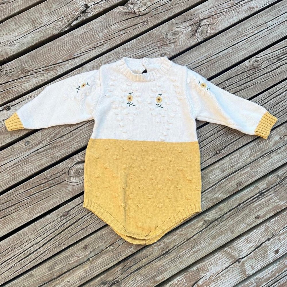 Sunflower Embroidered Sweater Bodysuit